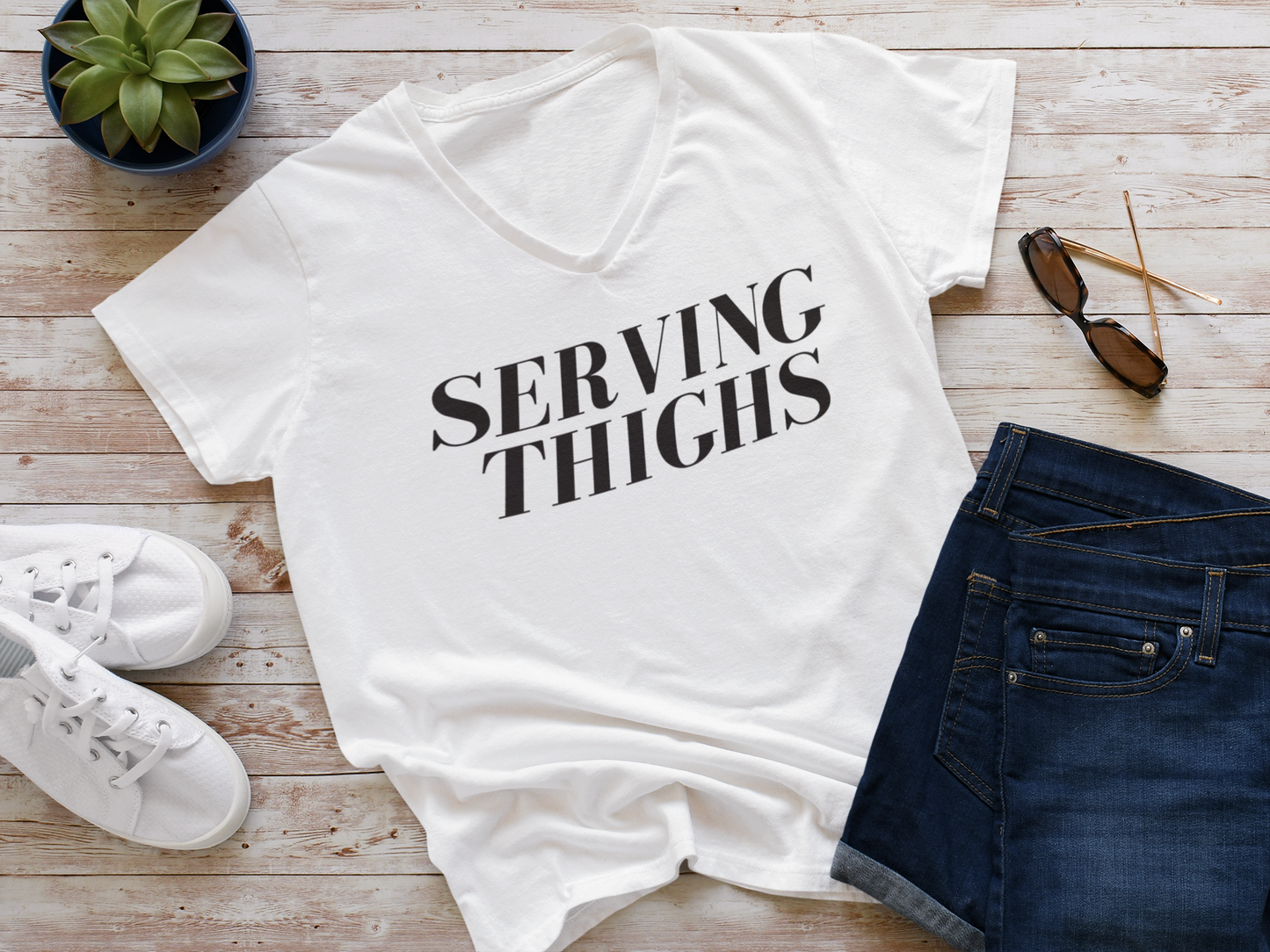 Serving Thighs V-Neck T-Shirt